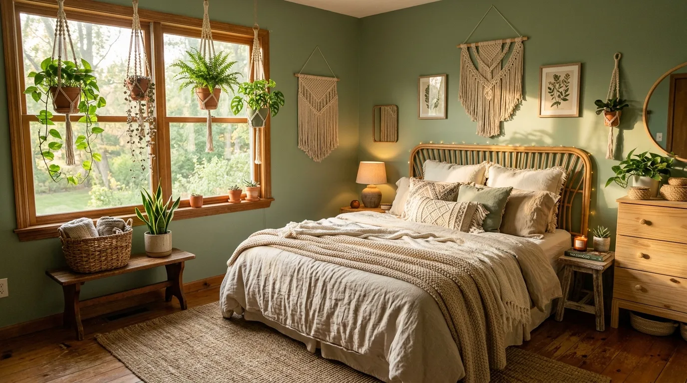 13 Calming Sage Green Boho Bedroom Ideas You'll Love idea 3