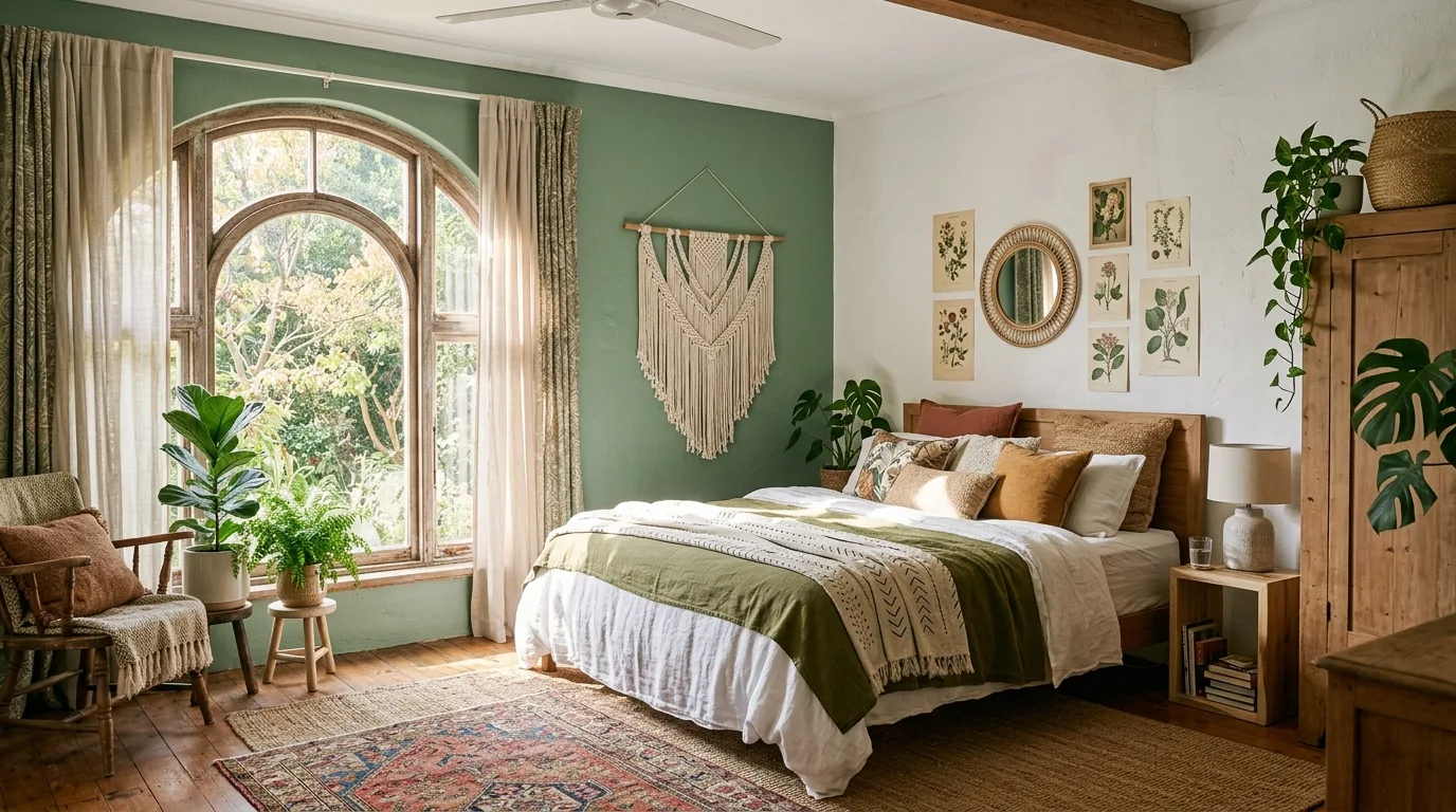 13 Calming Sage Green Boho Bedroom Ideas You'll Love idea 11