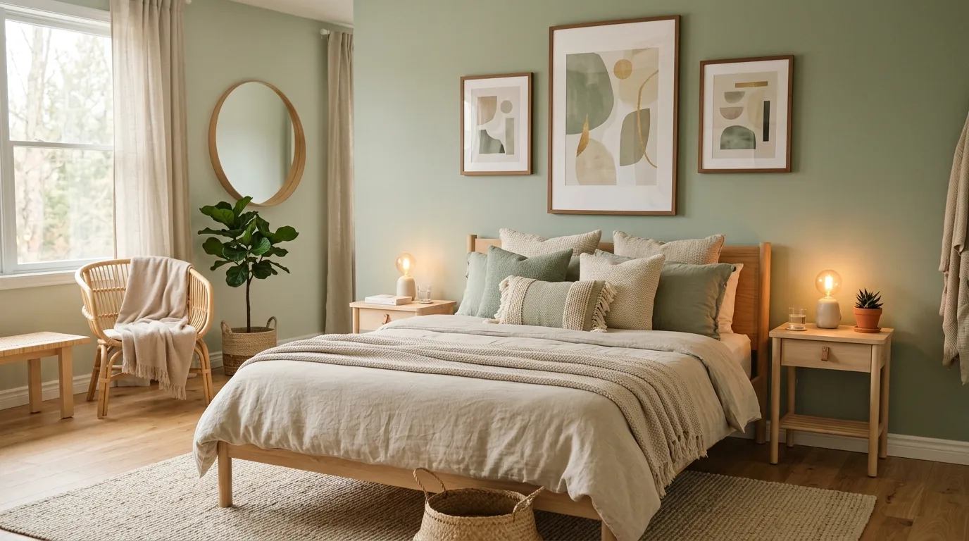 13 Calming Sage Green Boho Bedroom Ideas You'll Love idea 12