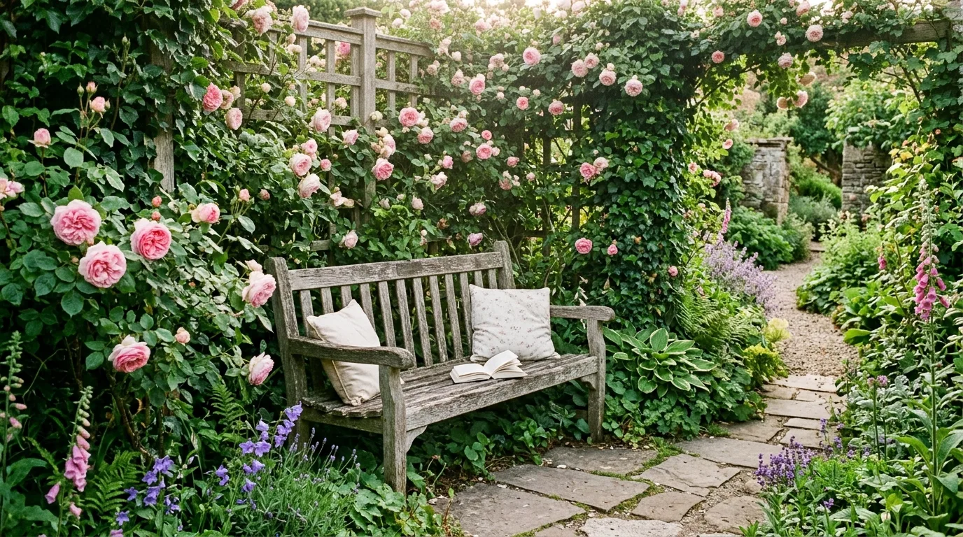 12 Charming Cozy Garden Bench Ideas for Relaxing Outdoors idea 3