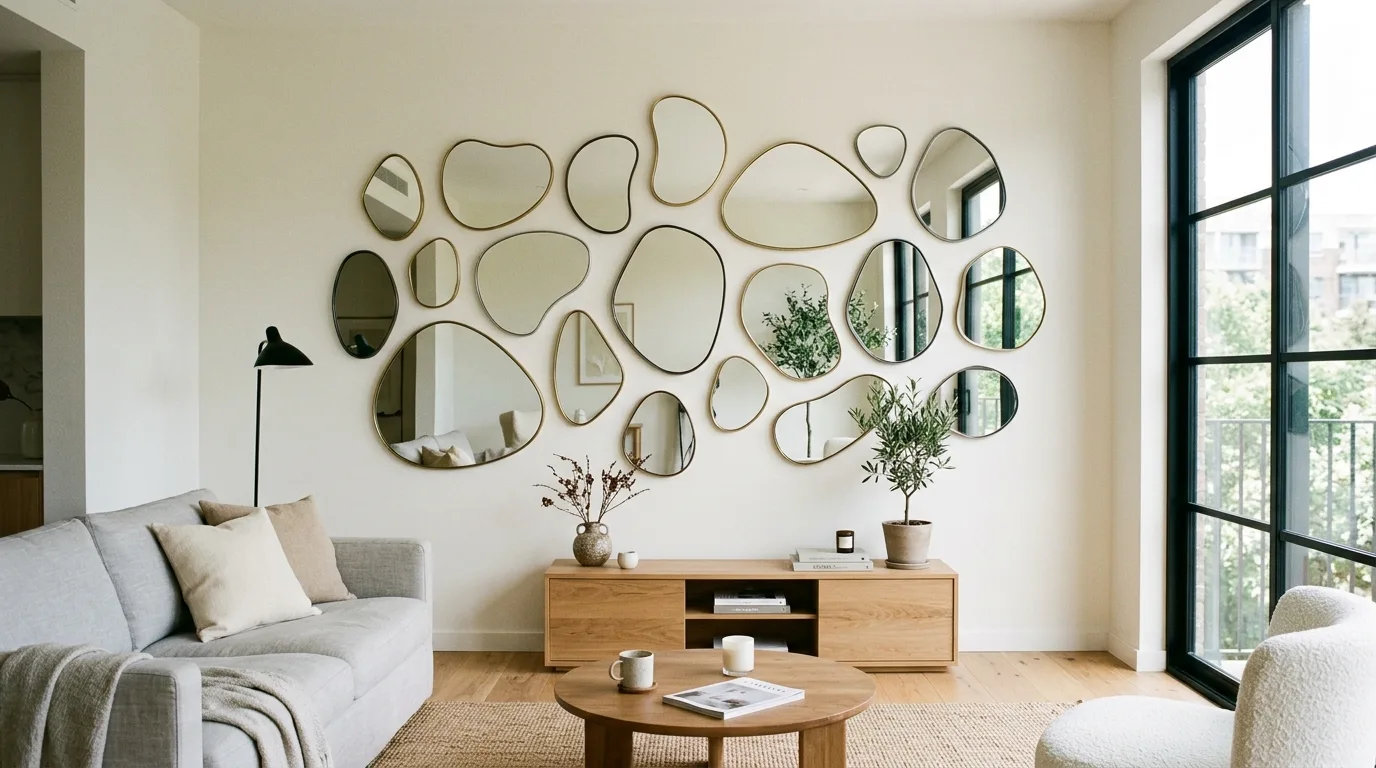 14 Creative Irregular Asymmetrical Wall Mirror Decor Ideas