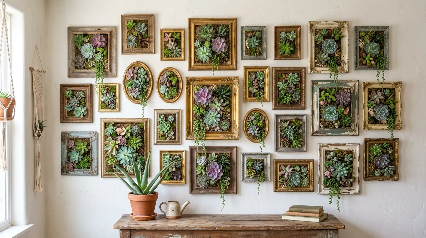 14 Creative Succulent Wall Art Ideas with Old Picture Frames idea 2