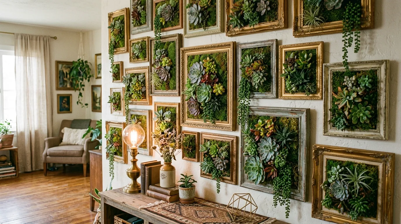 14 Creative Succulent Wall Art Ideas with Old Picture Frames idea 5