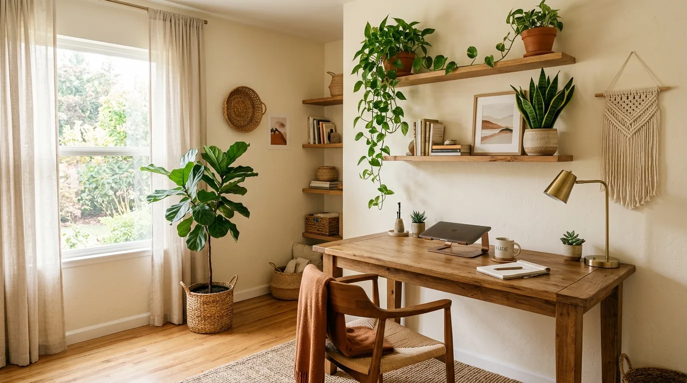 13 Earthy Home Office Ideas with Plants for a Calm Workspace