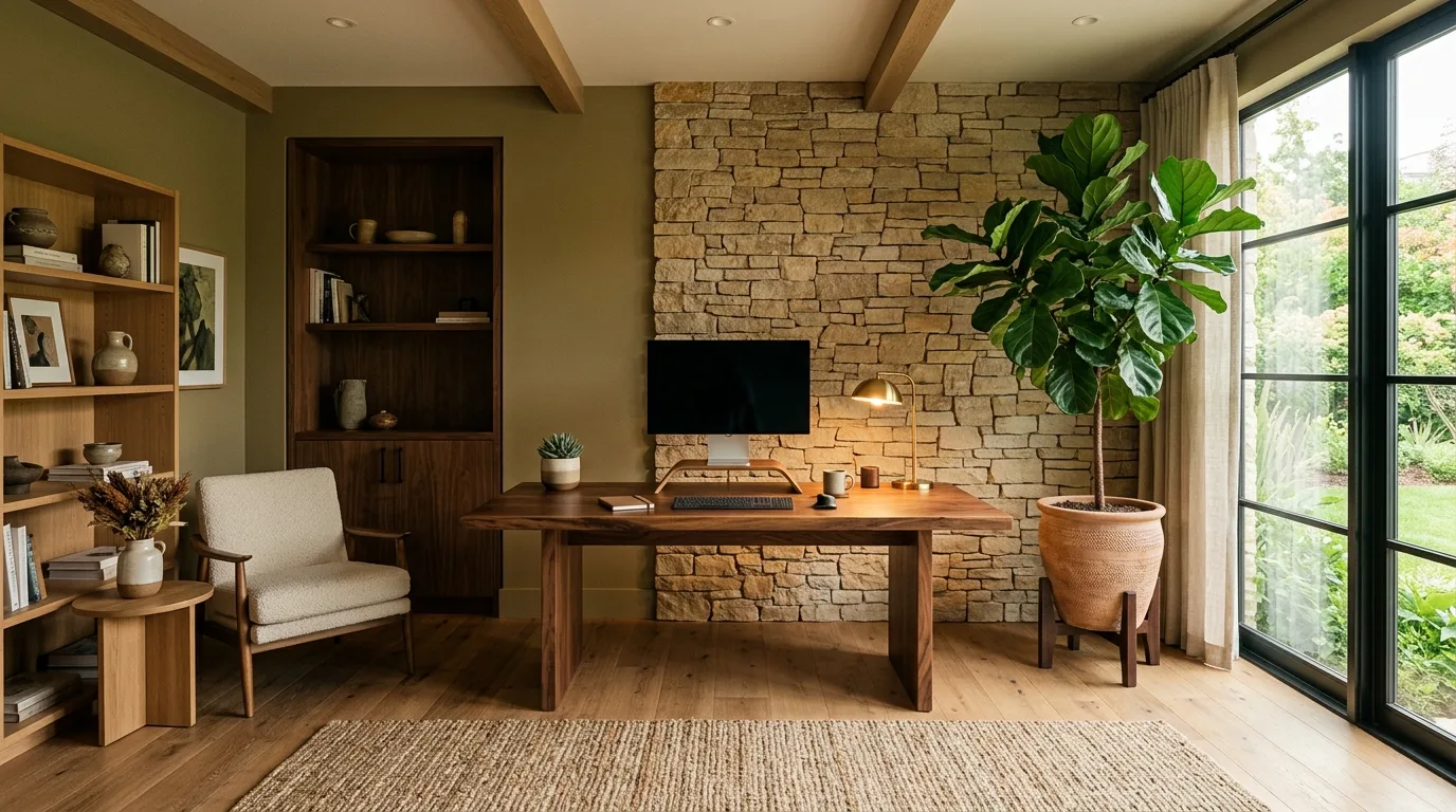 13 Earthy Home Office Ideas with Plants for a Calm Workspace idea 3