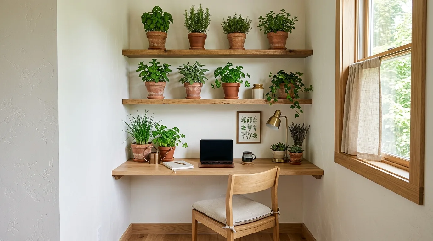 13 Earthy Home Office Ideas with Plants for a Calm Workspace idea 4
