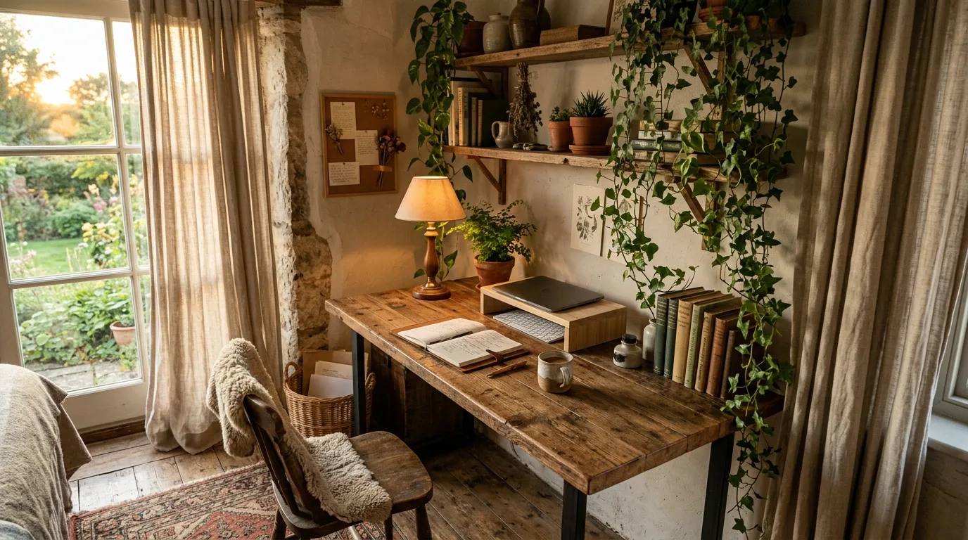 13 Earthy Home Office Ideas with Plants for a Calm Workspace idea 5