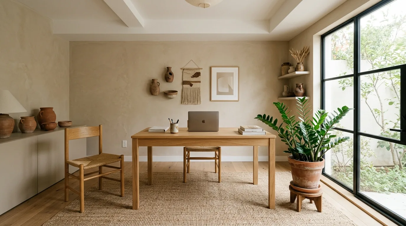 13 Earthy Home Office Ideas with Plants for a Calm Workspace idea 6