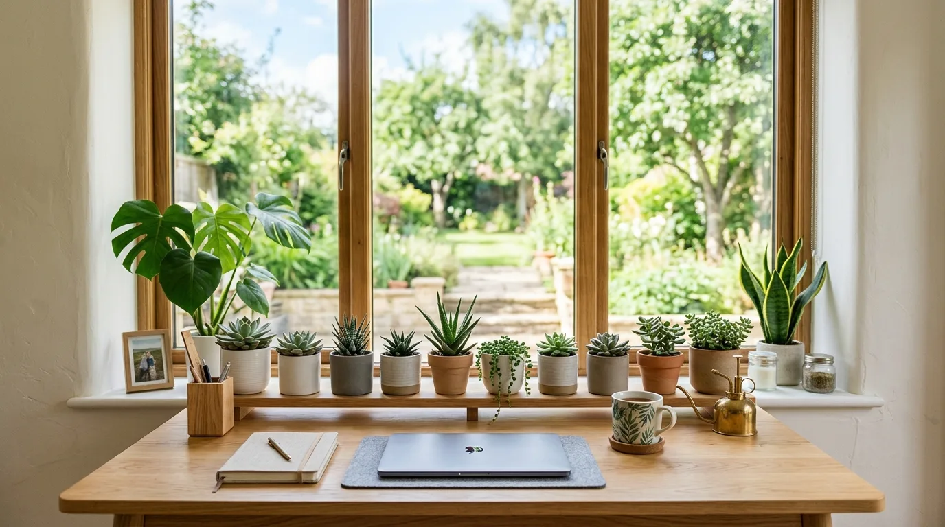 13 Earthy Home Office Ideas with Plants for a Calm Workspace idea 8