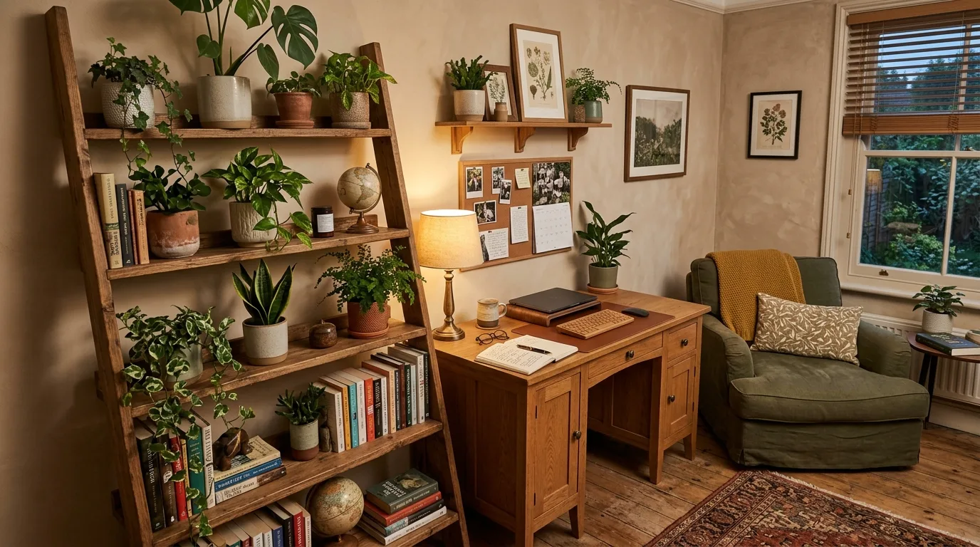 13 Earthy Home Office Ideas with Plants for a Calm Workspace idea 9