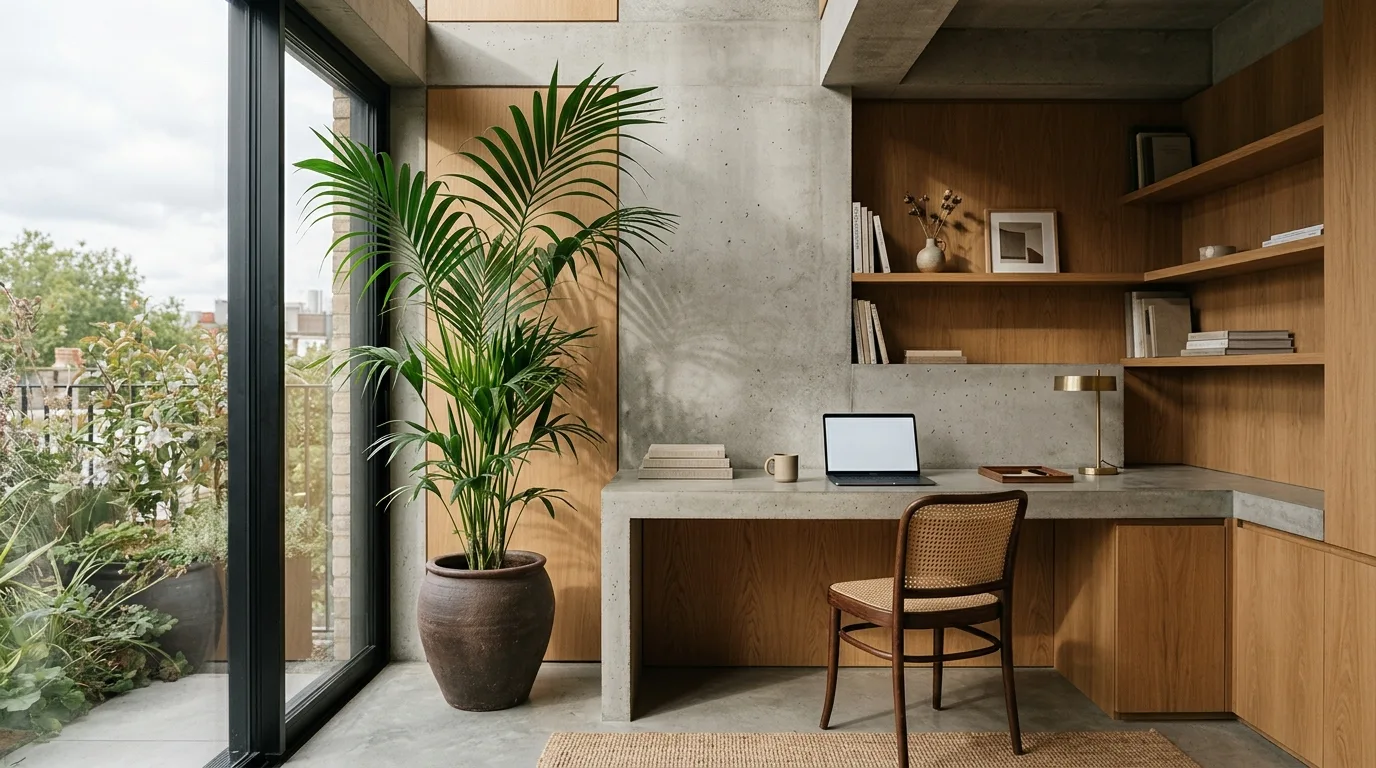 13 Earthy Home Office Ideas with Plants for a Calm Workspace idea 10