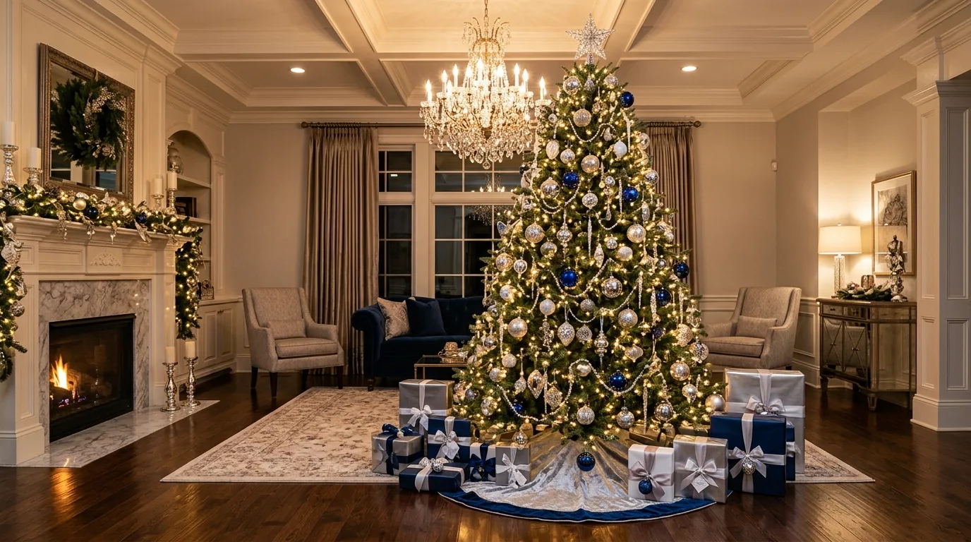 12 Elegant Blue and Silver Christmas Tree Ideas for Winter idea 8