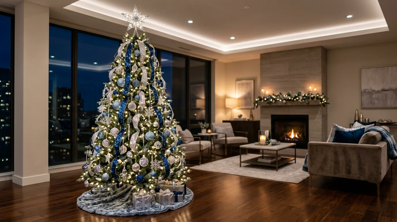 12 Elegant Blue and Silver Christmas Tree Ideas for Winter idea 11