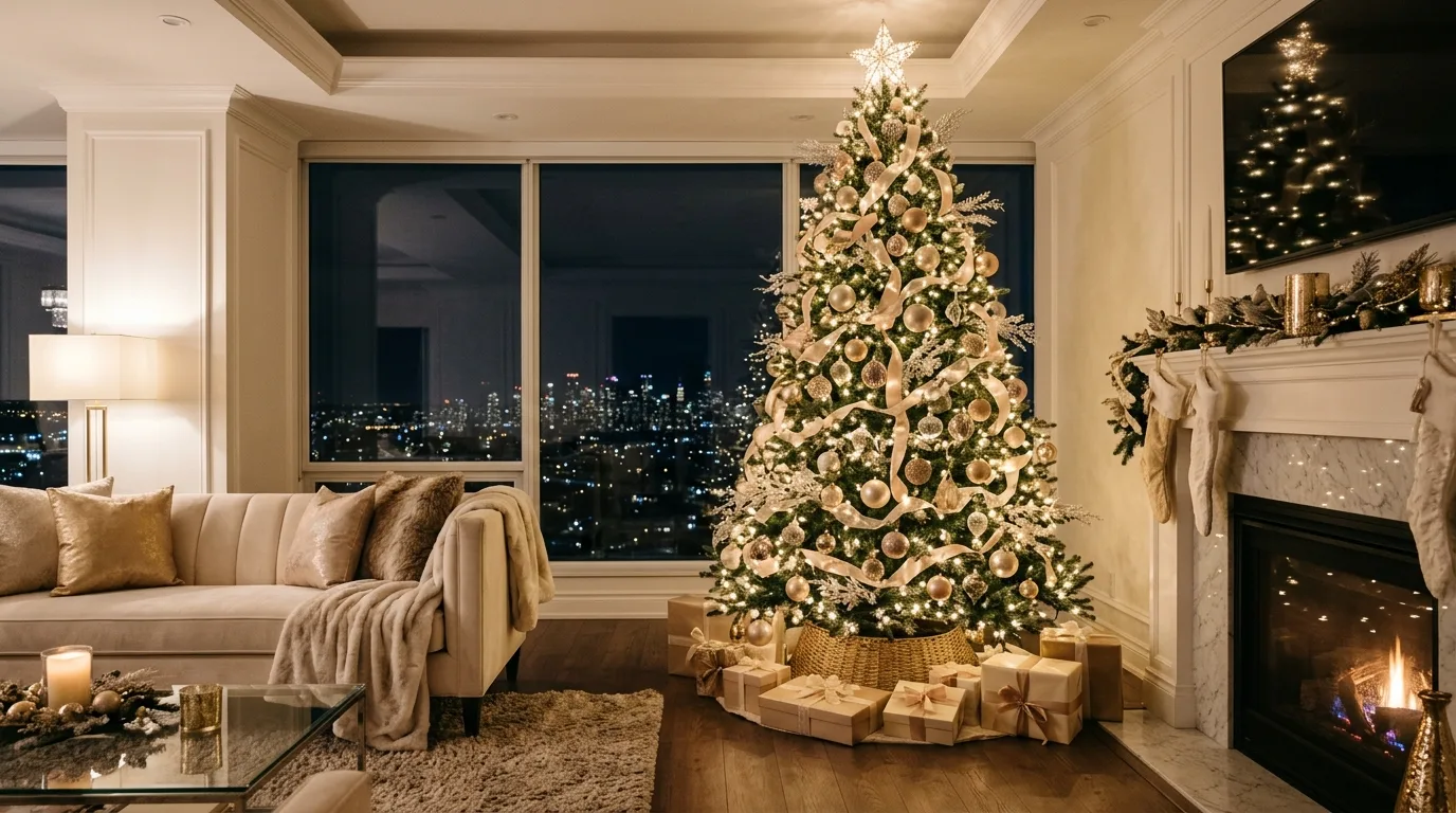 13 Glamorous Champagne Christmas Tree Ideas for a Luxe Holiday