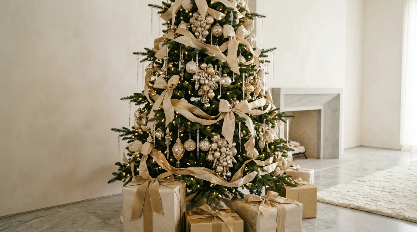 13 Glamorous Champagne Christmas Tree Ideas for a Luxe Holiday idea 11