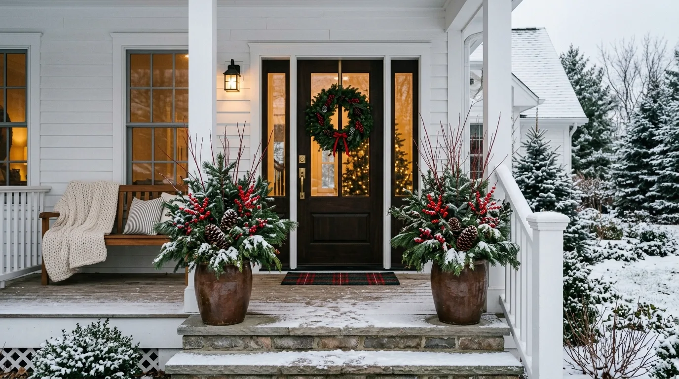 15 Gorgeous Winter Porch Pot Ideas for Cold Weather Curb Appeal
