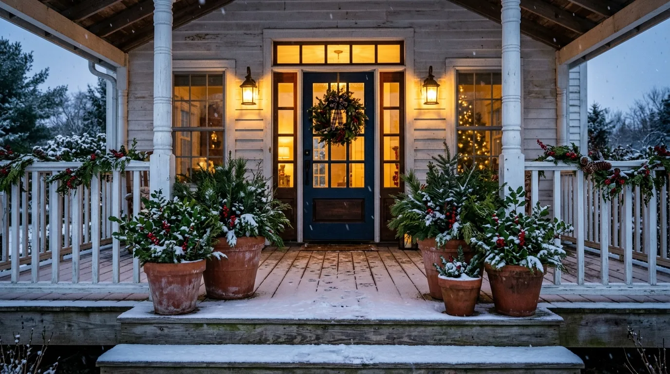 15 Gorgeous Winter Porch Pot Ideas for Cold Weather Curb Appeal idea 4