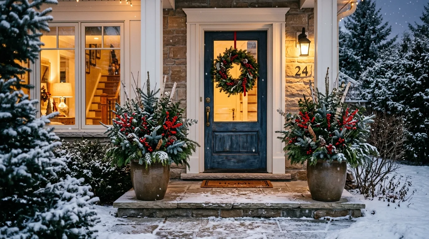 15 Gorgeous Winter Porch Pot Ideas for Cold Weather Curb Appeal idea 9
