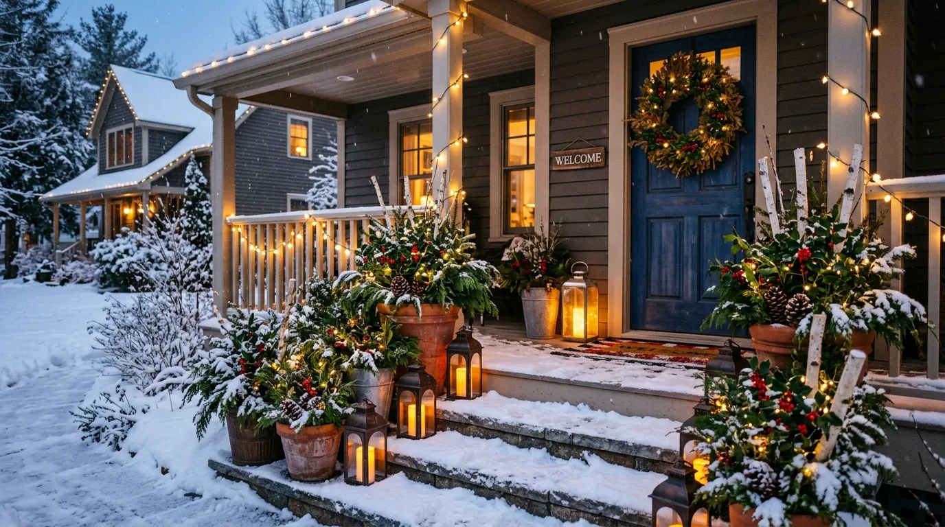 15 Gorgeous Winter Porch Pot Ideas for Cold Weather Curb Appeal idea 15