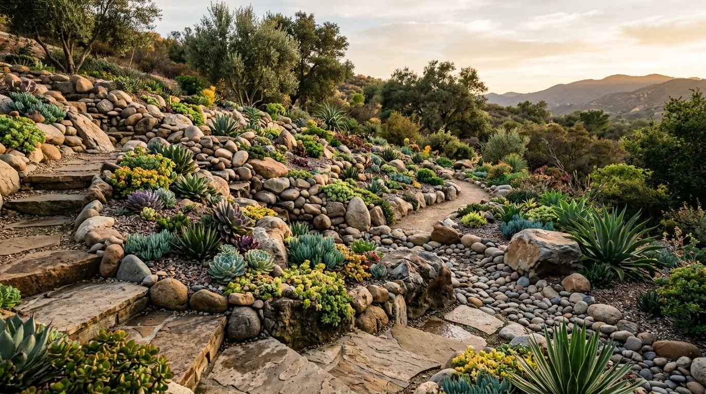 12 Naturalistic River Rock and Succulent Pairings for Serene Gardens idea 5