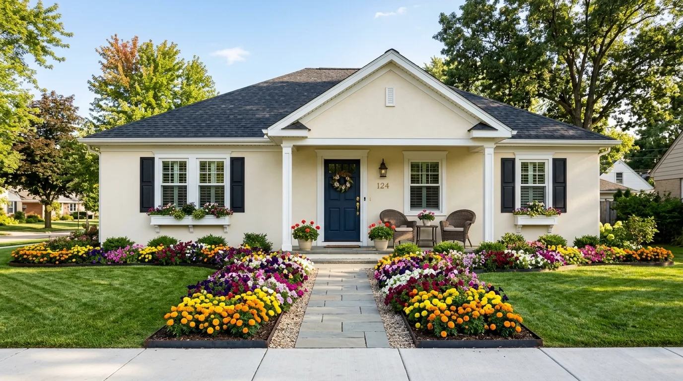 14 Pretty Front Yard Flower Beds Against the House Ideas idea 5