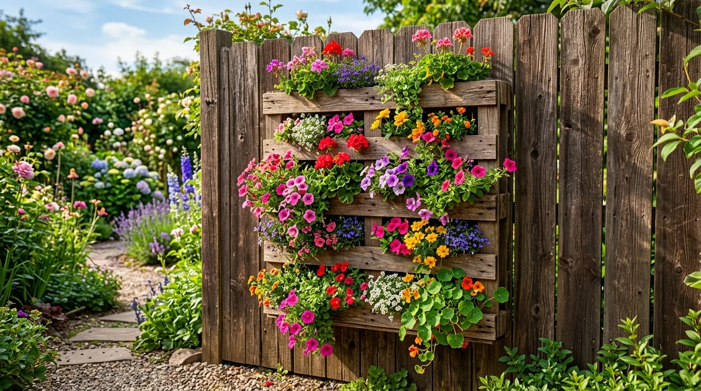 13 Rustic Wood Pallet Garden Ideas for Vertical Walls idea 3