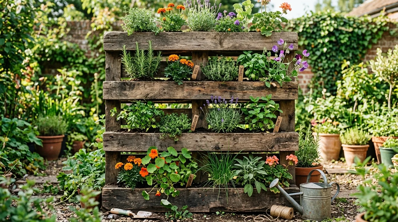 13 Rustic Wood Pallet Garden Ideas for Vertical Walls idea 13