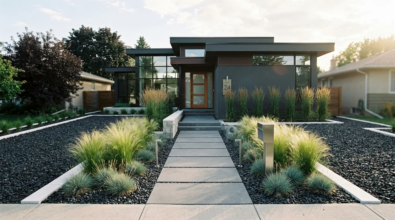 12 Sleek Modern Front Yard Ideas for Contemporary Curb Appeal idea 2
