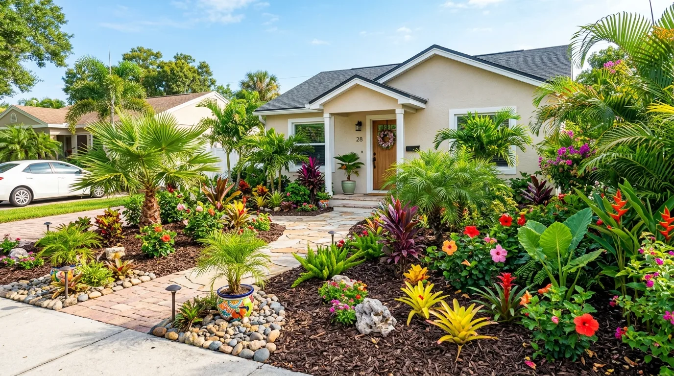 13 Tropical Palm Tree Landscaping Ideas for a Front Yard Paradise idea 9