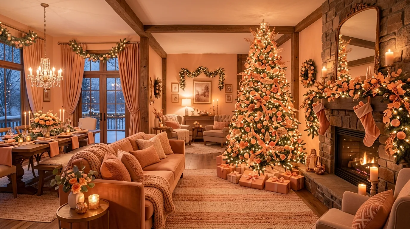 13 Warm Peach Fuzz Color Christmas Decor Ideas to Cozy Up idea 13